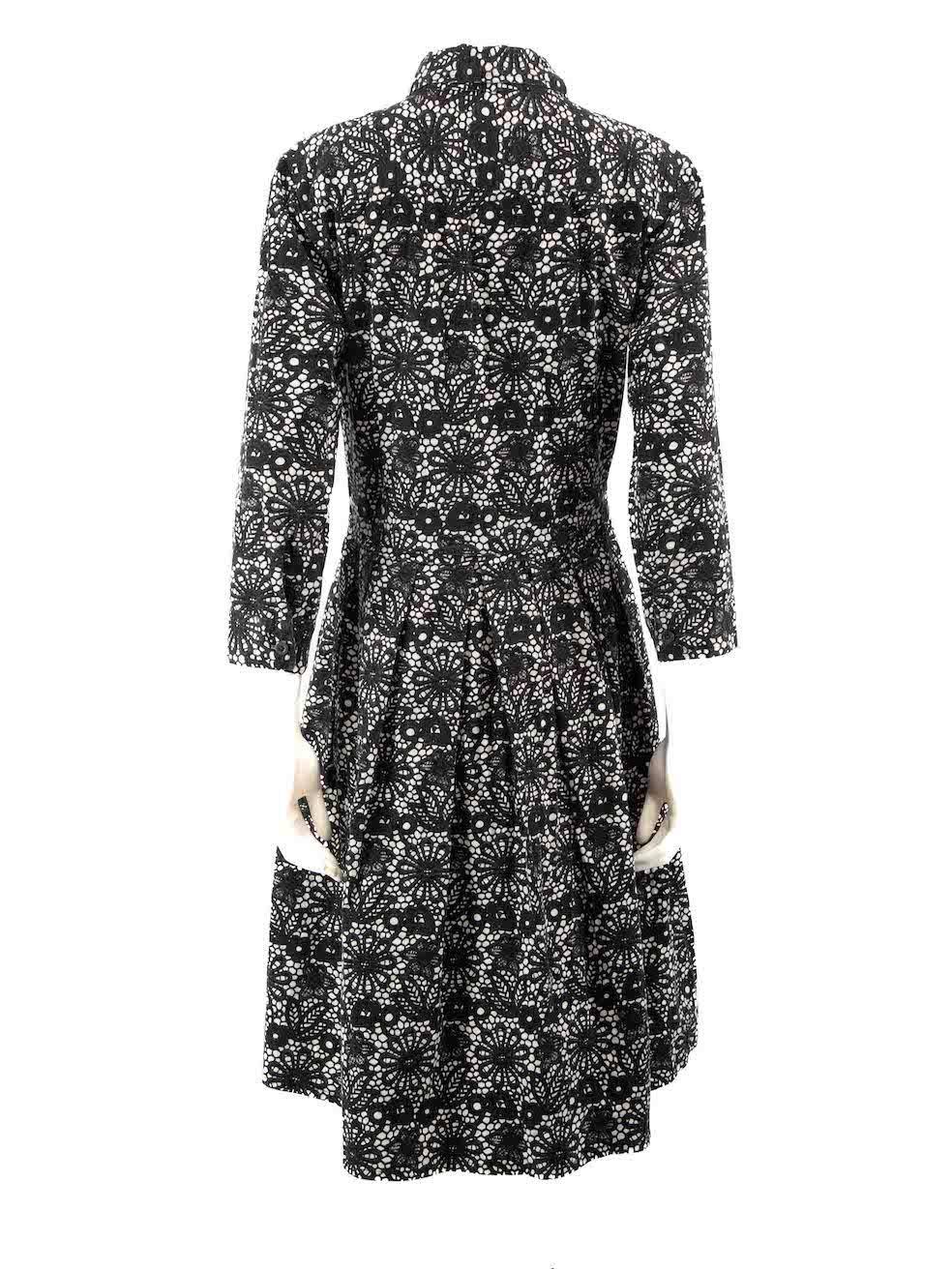 Samantha Sung Black Lace Printed Midi Dress Size XL In Excellent Condition In London, GB