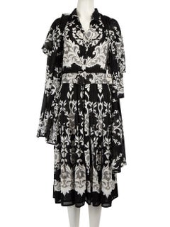 Samantha Sung Black Printed Belted Midi Dress Size S