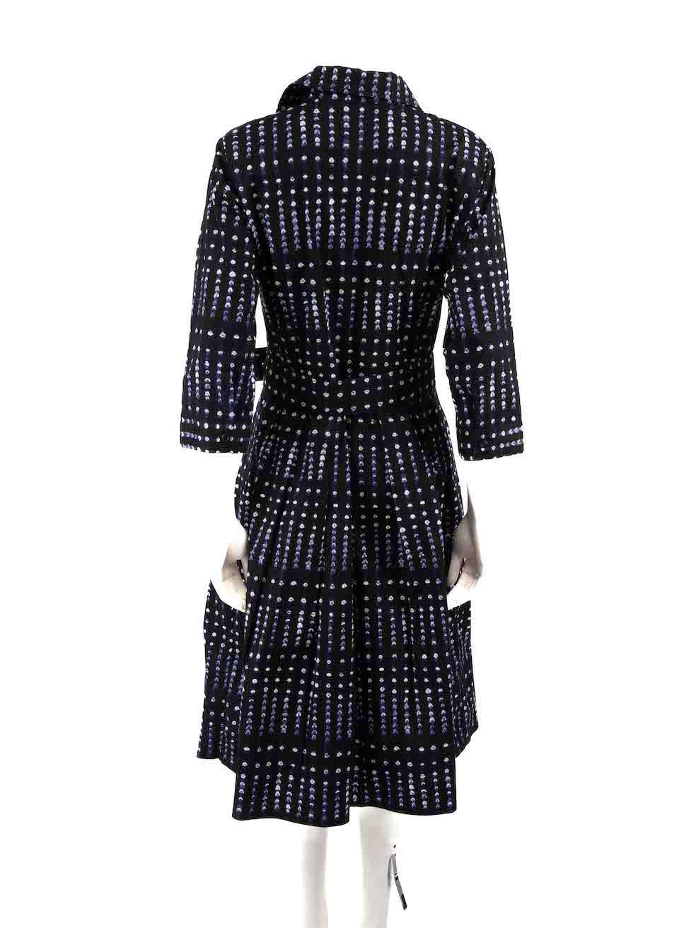 Samantha Sung Blau gepunktetes Midikleid mit Gürtel Größe XL (Schwarz)