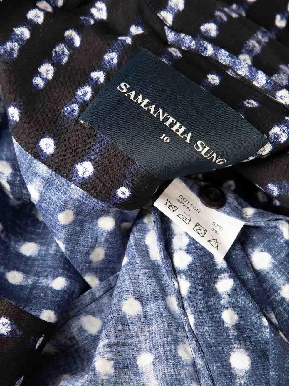Samantha Sung Blau gepunktetes Midikleid mit Gürtel Größe XL Damen
