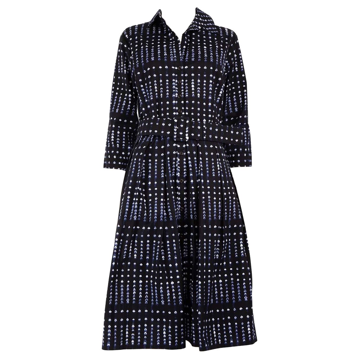 Samantha Sung Blau gepunktetes Midikleid mit Gürtel Größe XL