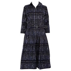 Samantha Sung Blau gepunktetes Midikleid mit G�ürtel Größe XL
