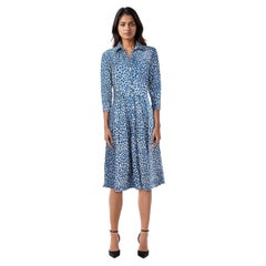 Samantha Sung Blue Polkadot Print Dress Size XL