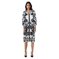 Samantha Sung Blue 
White Pattern Midi Dress Size XL