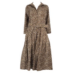 Samantha Sung An Brown Abstract Belted Midi Dress Size XXL