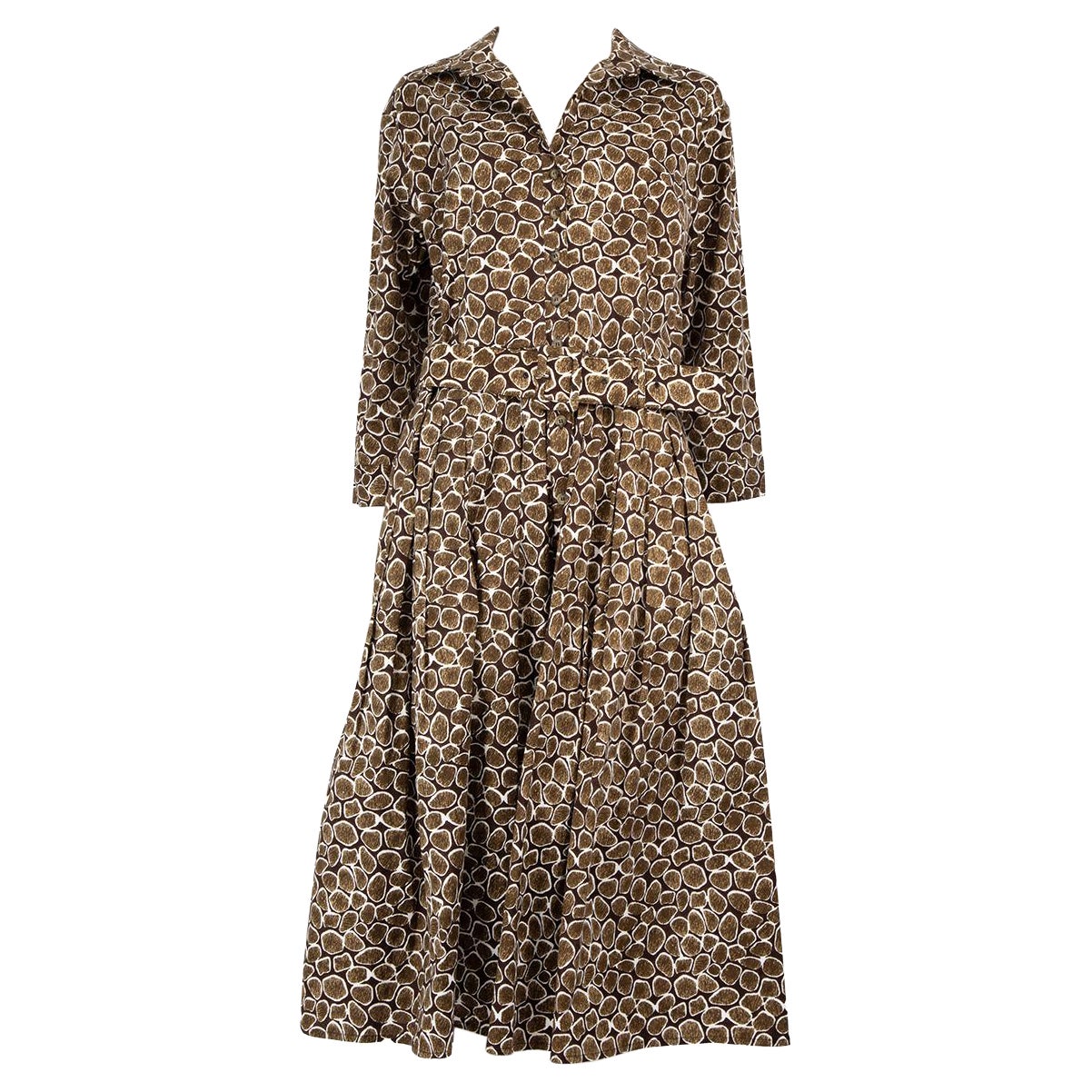 Samantha Sung An Brown Abstract Belted Midi Dress Size XXL