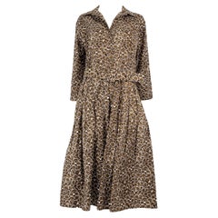 Samantha Sung An Brown Abstract Belted Midi Dress Size XXL
