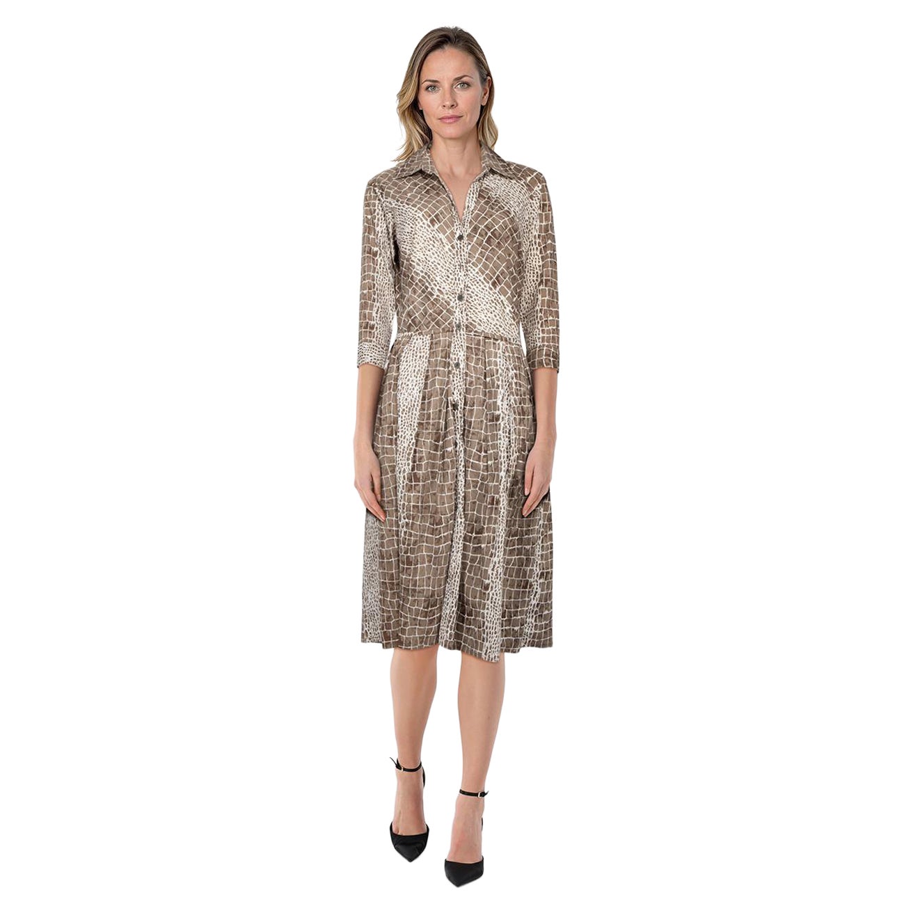 Samantha Sung Crocodile Pattern Midi Shirt Dress Size XL For Sale