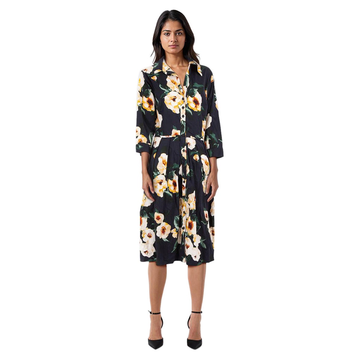 Robe midi plissée à imprimé floral Samantha Sung, taille XXL