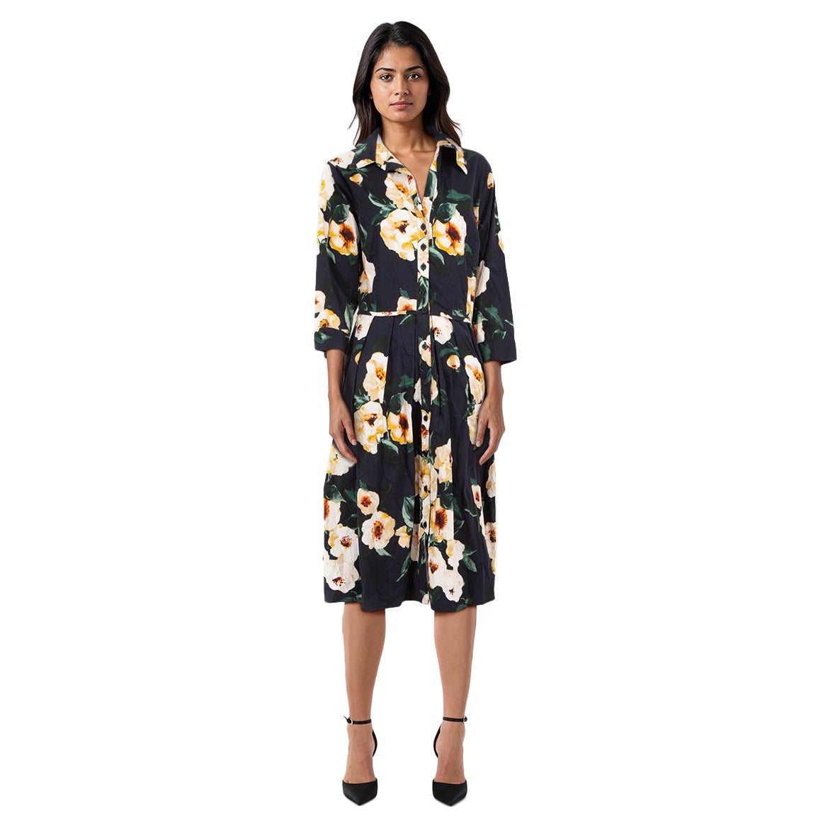 Samantha Sung Vestido Midi Plisado Estampado Floral Talla XXL en venta