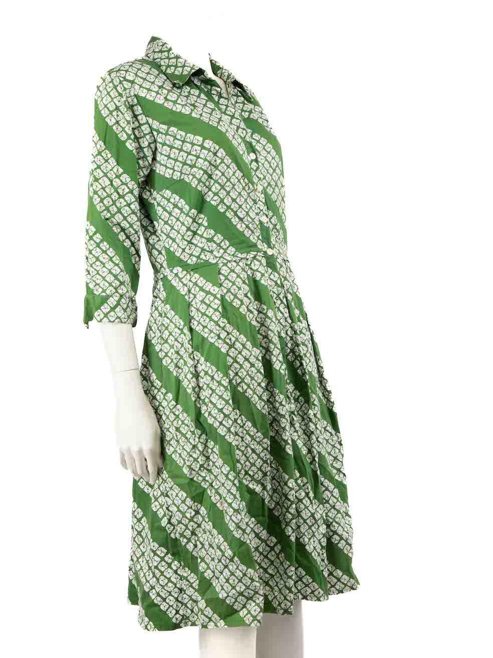 CONDITION is Very good. Minimal wear to dress is evident. Minimal wear to the right shoulder and back skirt with small discolouration on this used Samantha Sung designer resale item.
 
 
 
 Details
 
 
 Green
 
 Cotton
 
 Midi dress
 
 Diagonal