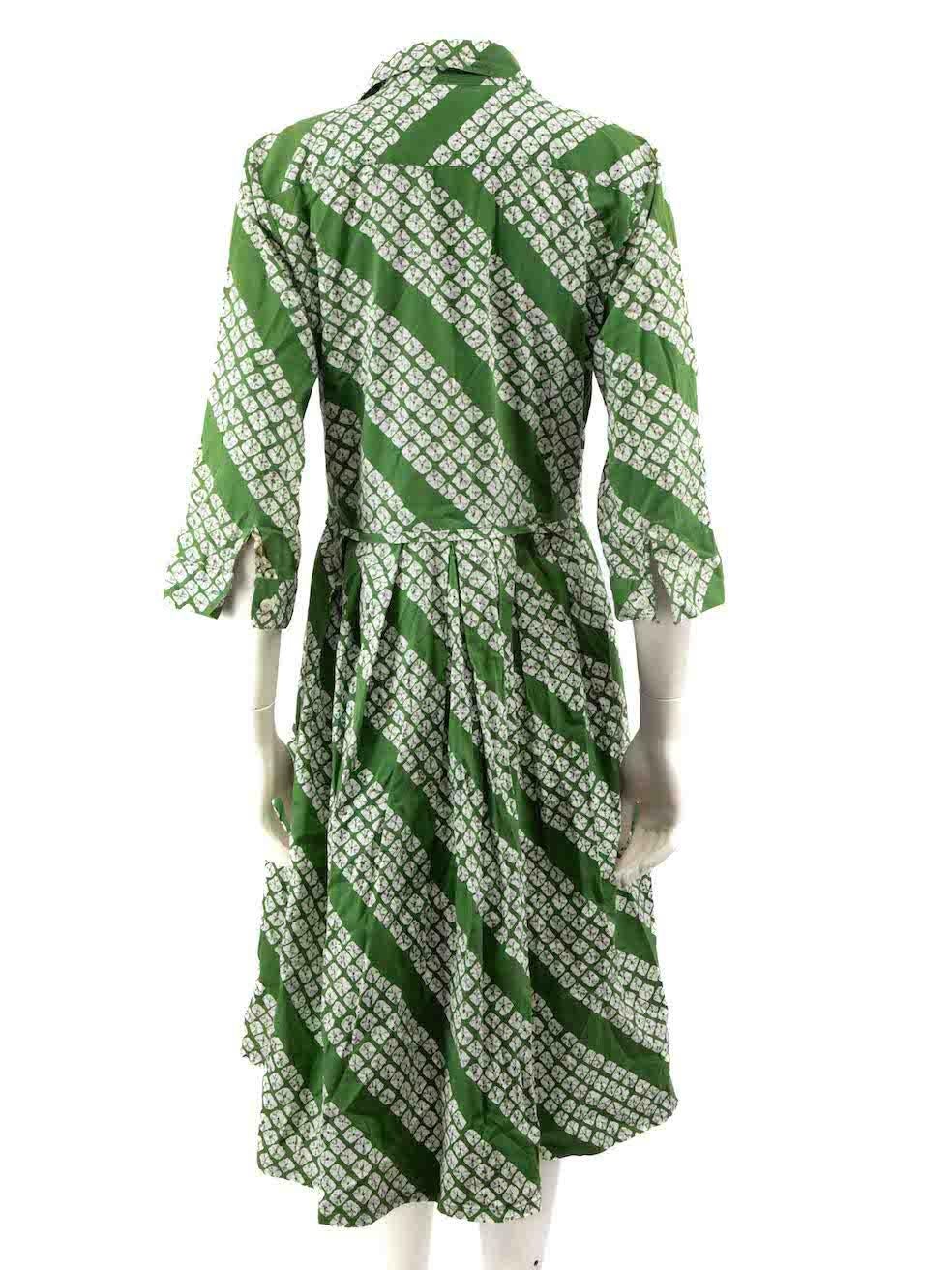 Gray Samantha Sung Green Printed Buttoned Midi Dress Size XL