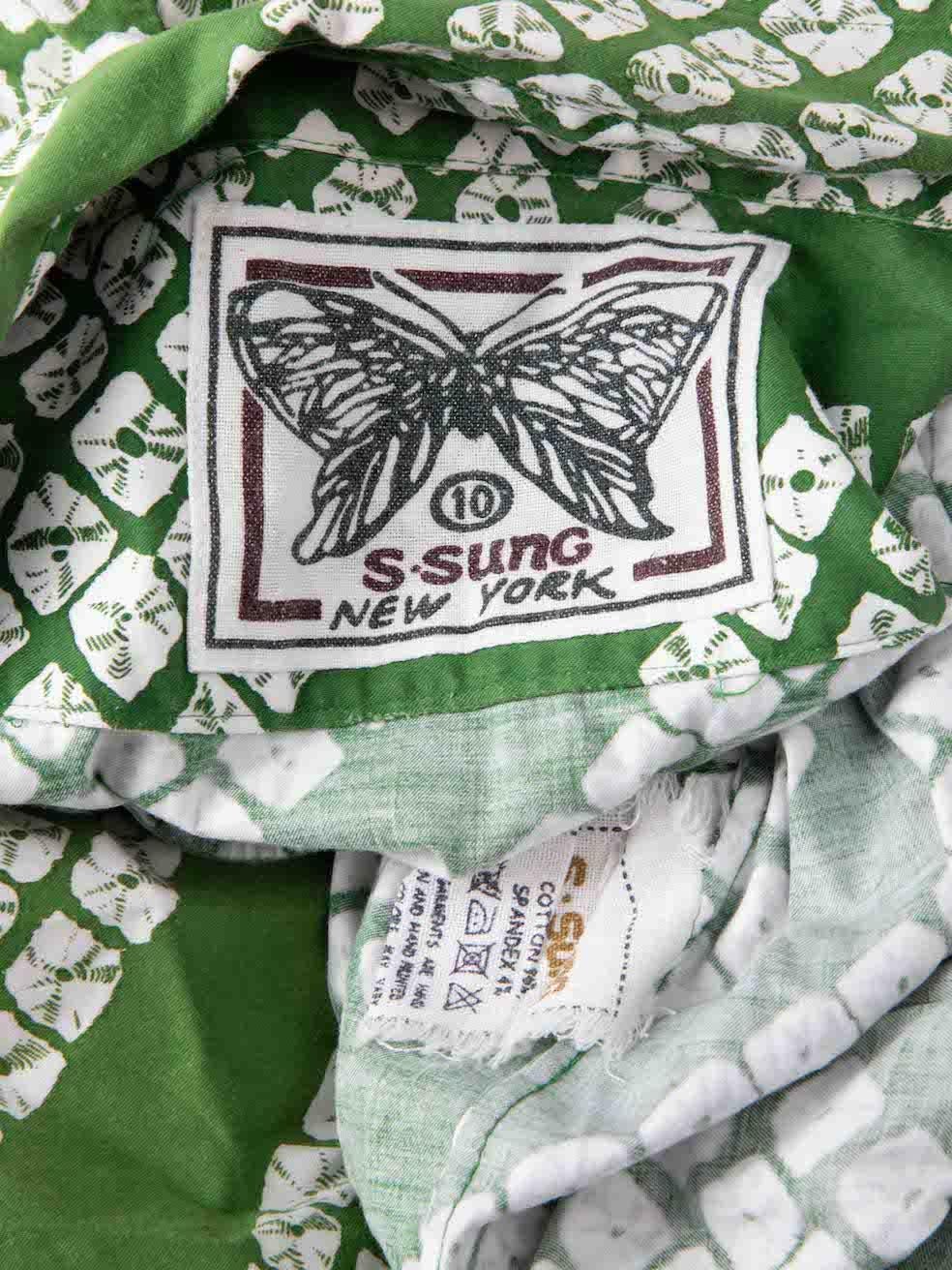 Samantha Sung Green Printed Buttoned Midi Dress Size XL 2