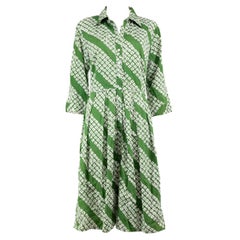 Samantha Sung Green Printed Buttoned Midi Dress Size XL