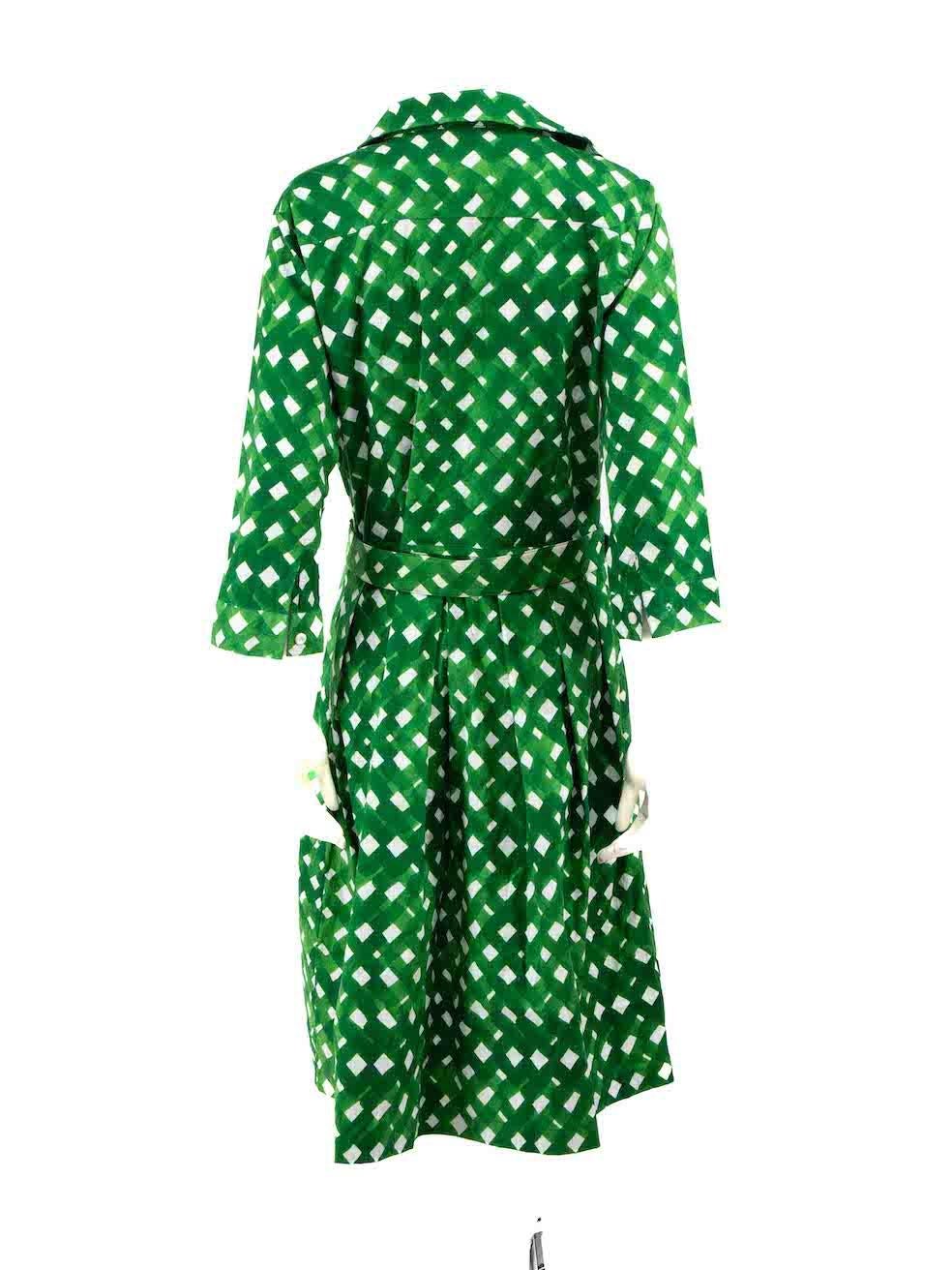 Samantha Sung Green Printed Pattern Midi Dress Size XXL In Excellent Condition In London, GB