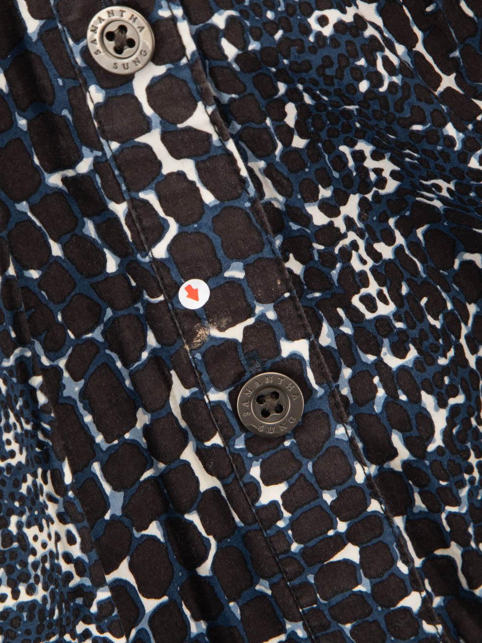 Samantha Sung, robe plissée bleu marine à imprimé abstrait, taille XL Bon état - En vente à London, GB