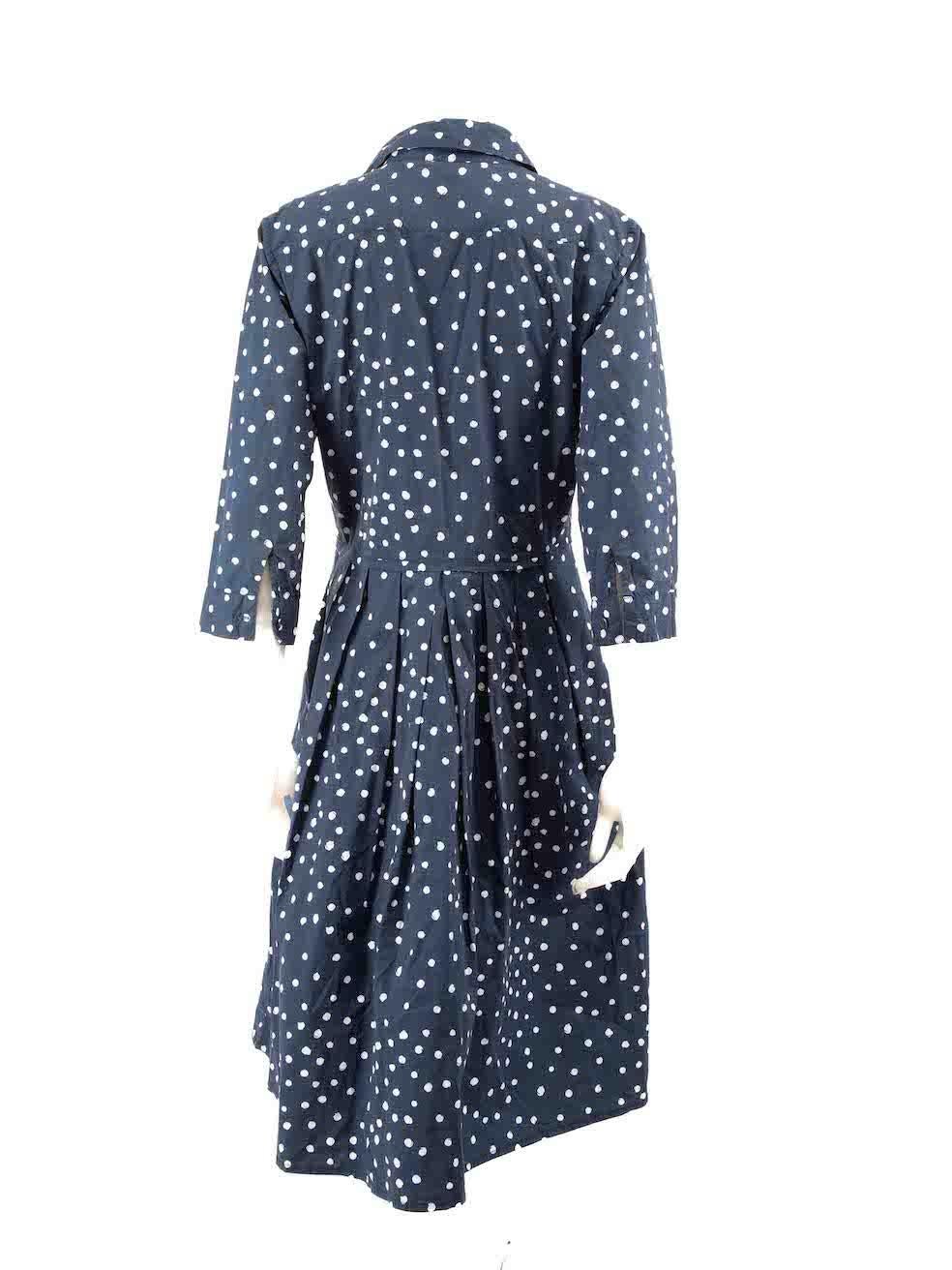 Black Samantha Sung Navy Polkadot Midi Dress Size XL