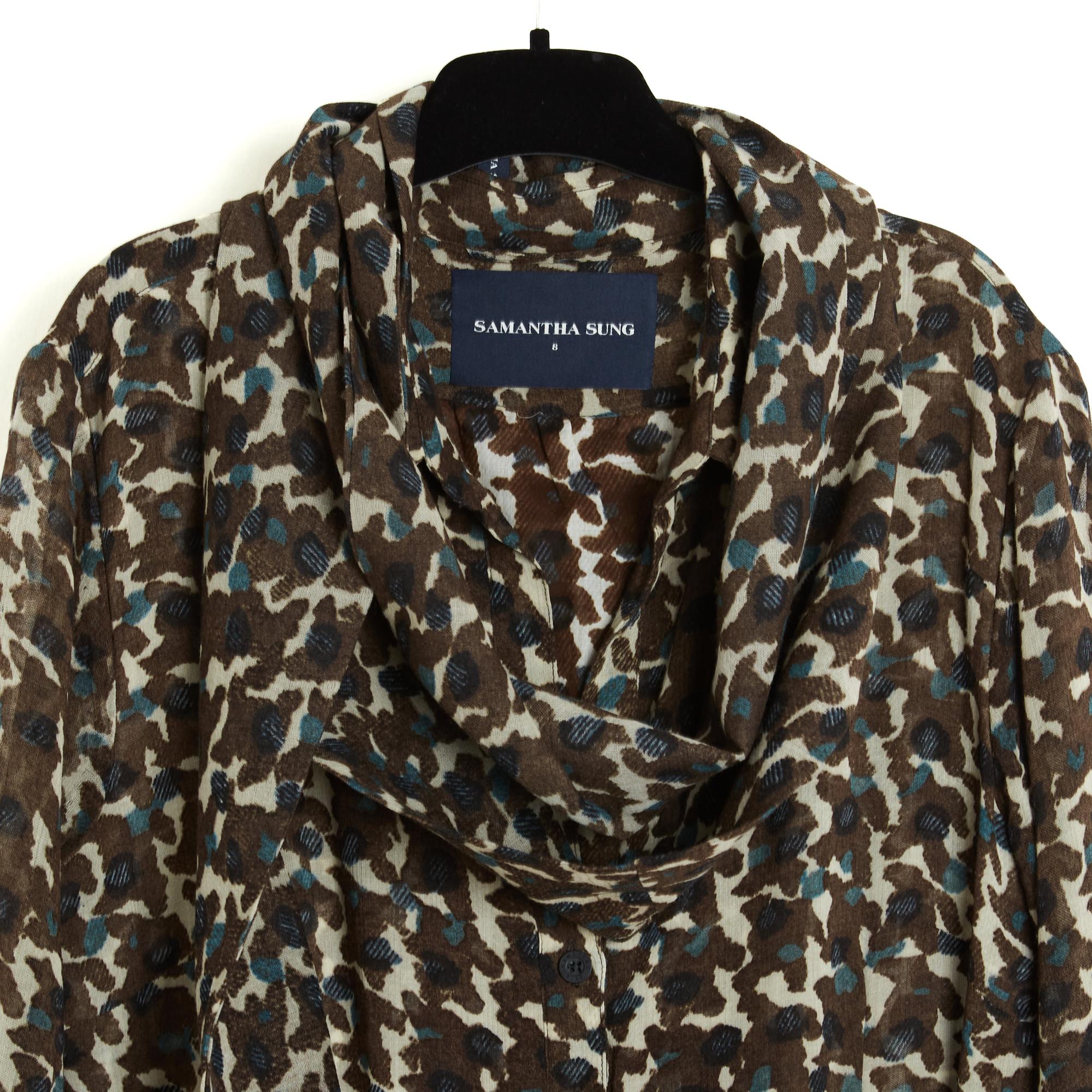Noir Samantha Sung An Robe FR36 Ceinture et écharpe en coton camouflage Patricia Dress UK8 US6 en vente