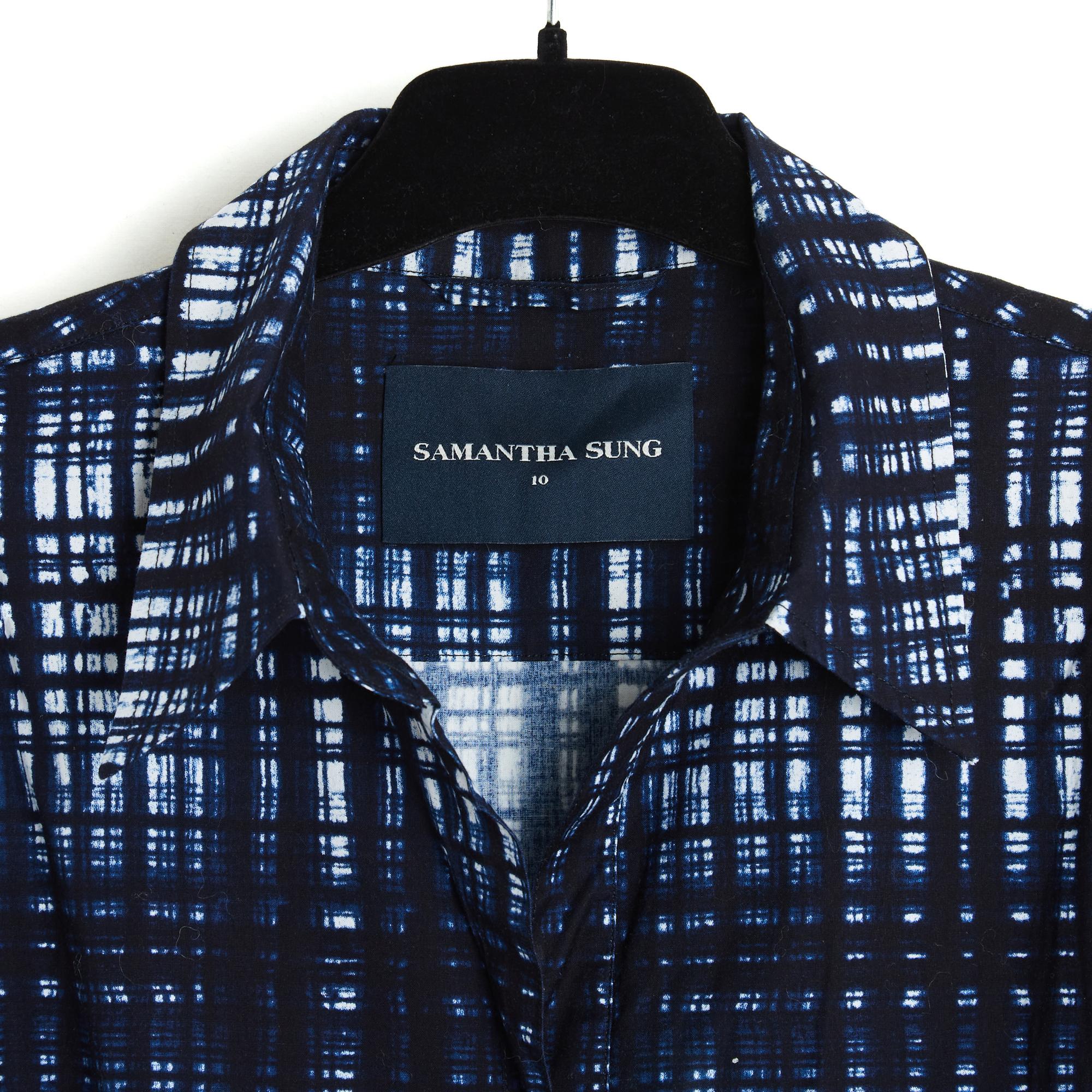 Black Samantha Sung Robe FR38 Navy blue Cotton Print Audrey 2 Dress UK10 US8 For Sale