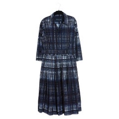 Samantha Sung Bata FR38 Azul marino Algodón Estampado Vestido Audrey 2 UK10 US8