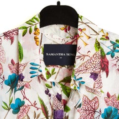 Samantha Sung Robe Patricia Flora FR38 – Weißes Baumwollkleid mit Blumenmuster, Größe UK 10 / US 8
