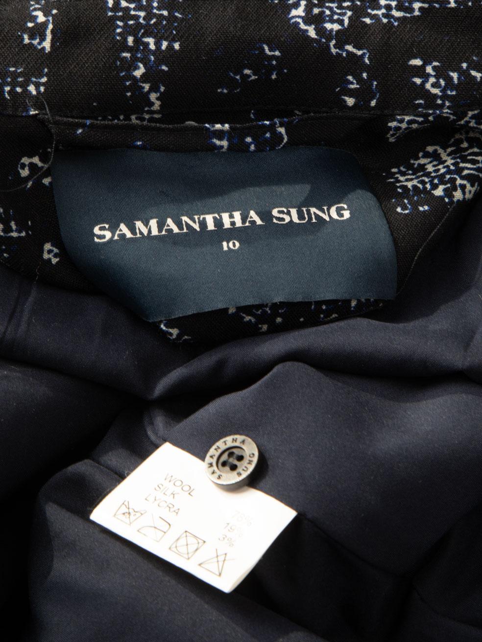 Samantha Sung - Robe midi ceinturée en laine à imprimé abstrait, taille XL Pour femmes en vente