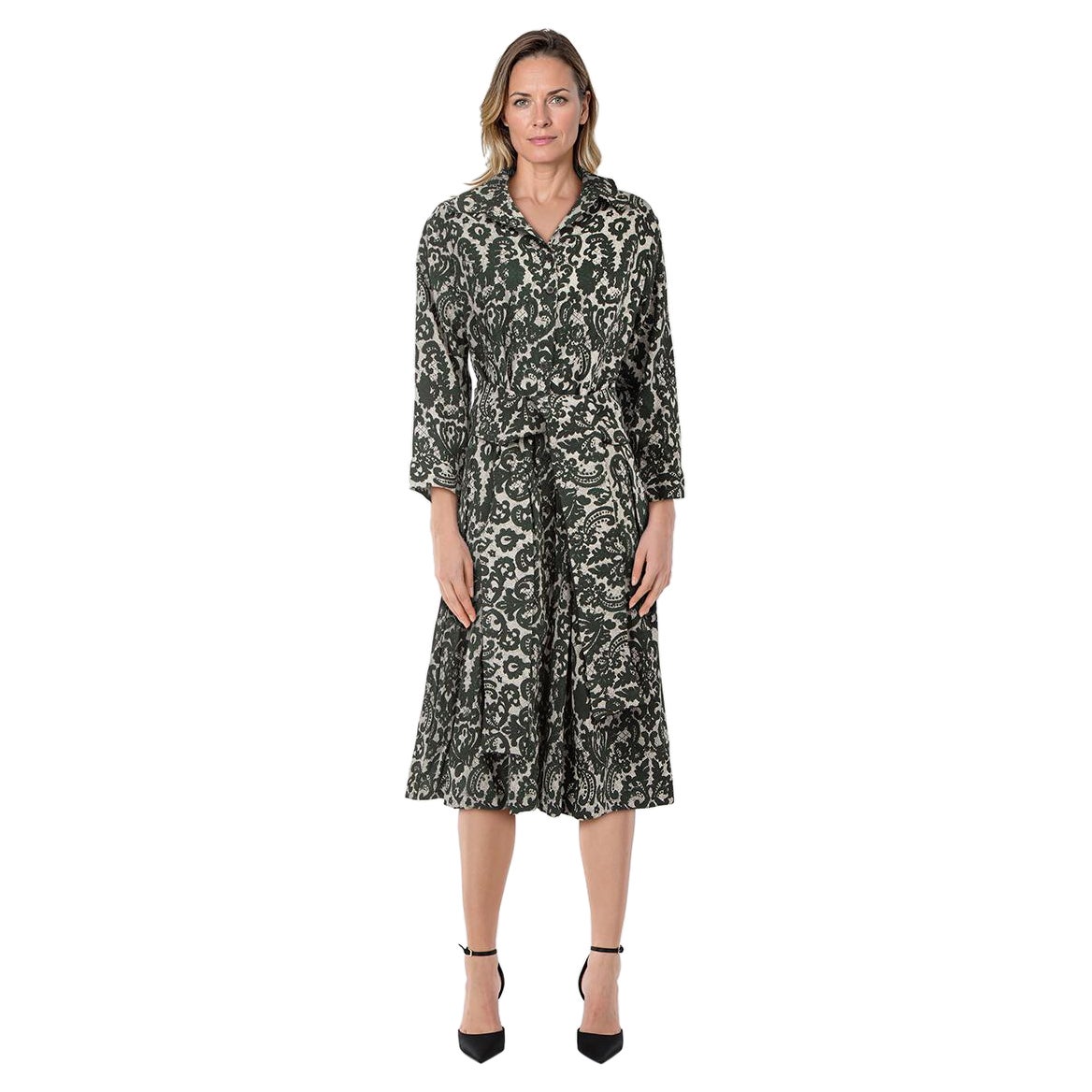 Robe midi Samantha Sung en laine imprimée florale, taille XL en vente