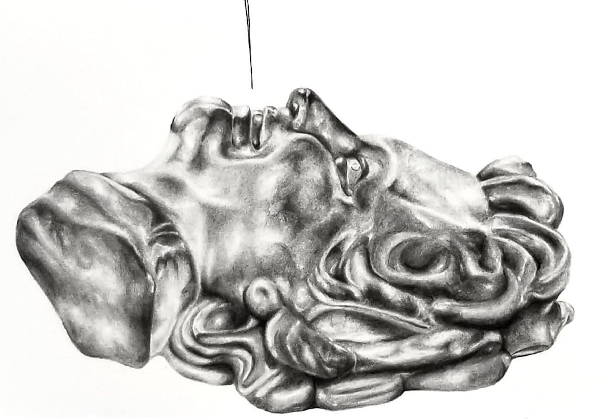 «All Bro, No Substance» Figurative Charcoal Drawing by Samantha Van Heest For Sale 1