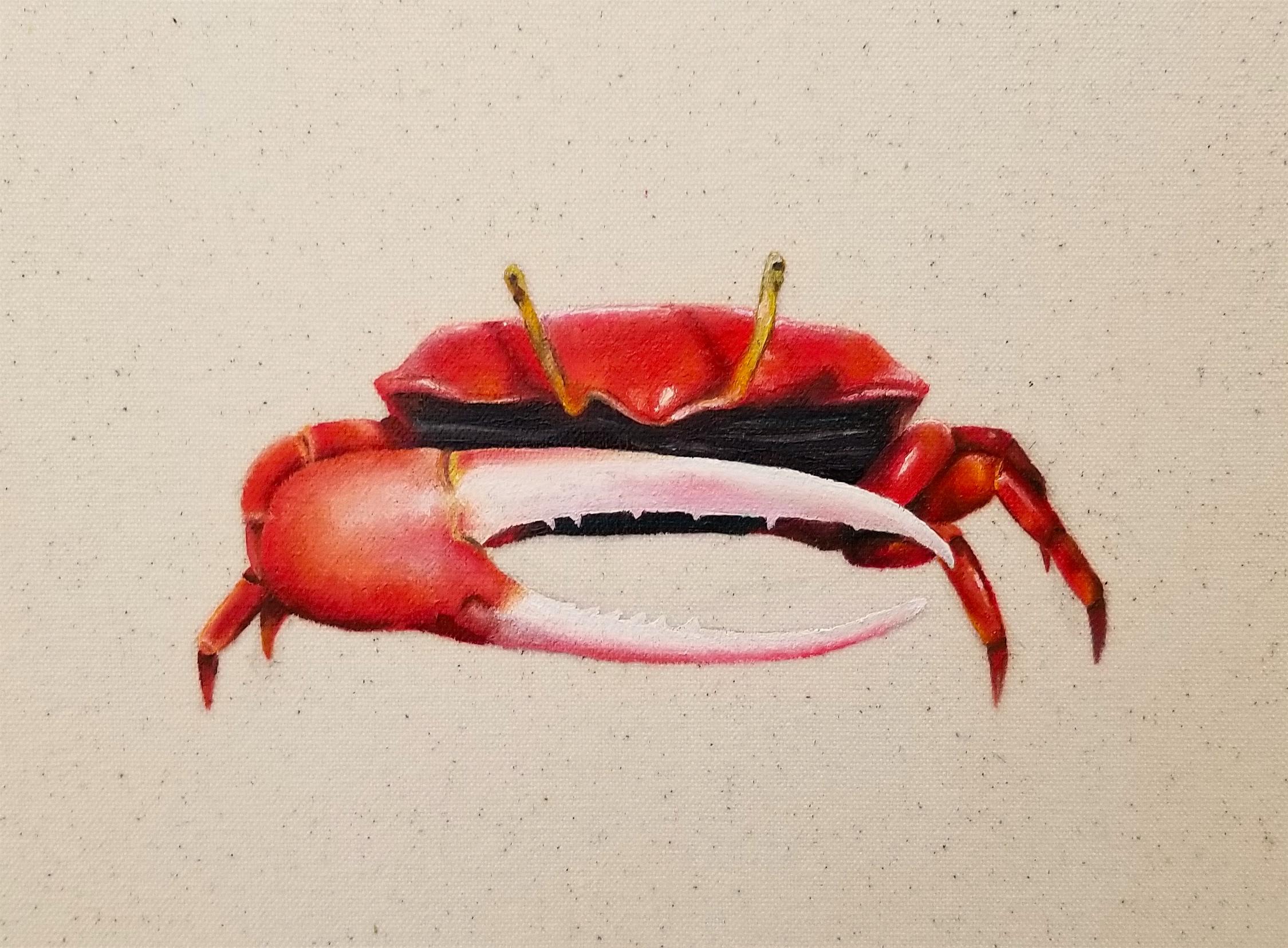 «It’s Okay, Little Crab (Sensory Overload)» Oil on Canvas by Samantha Van Heest For Sale 1