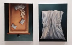 "Pull Shapes (Duet)" Huile sur toile, Diptyque de Samantha Van Heest