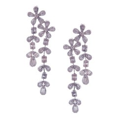 6.88ct Round Baguette Diamond 18K White Gold Star Earrings
