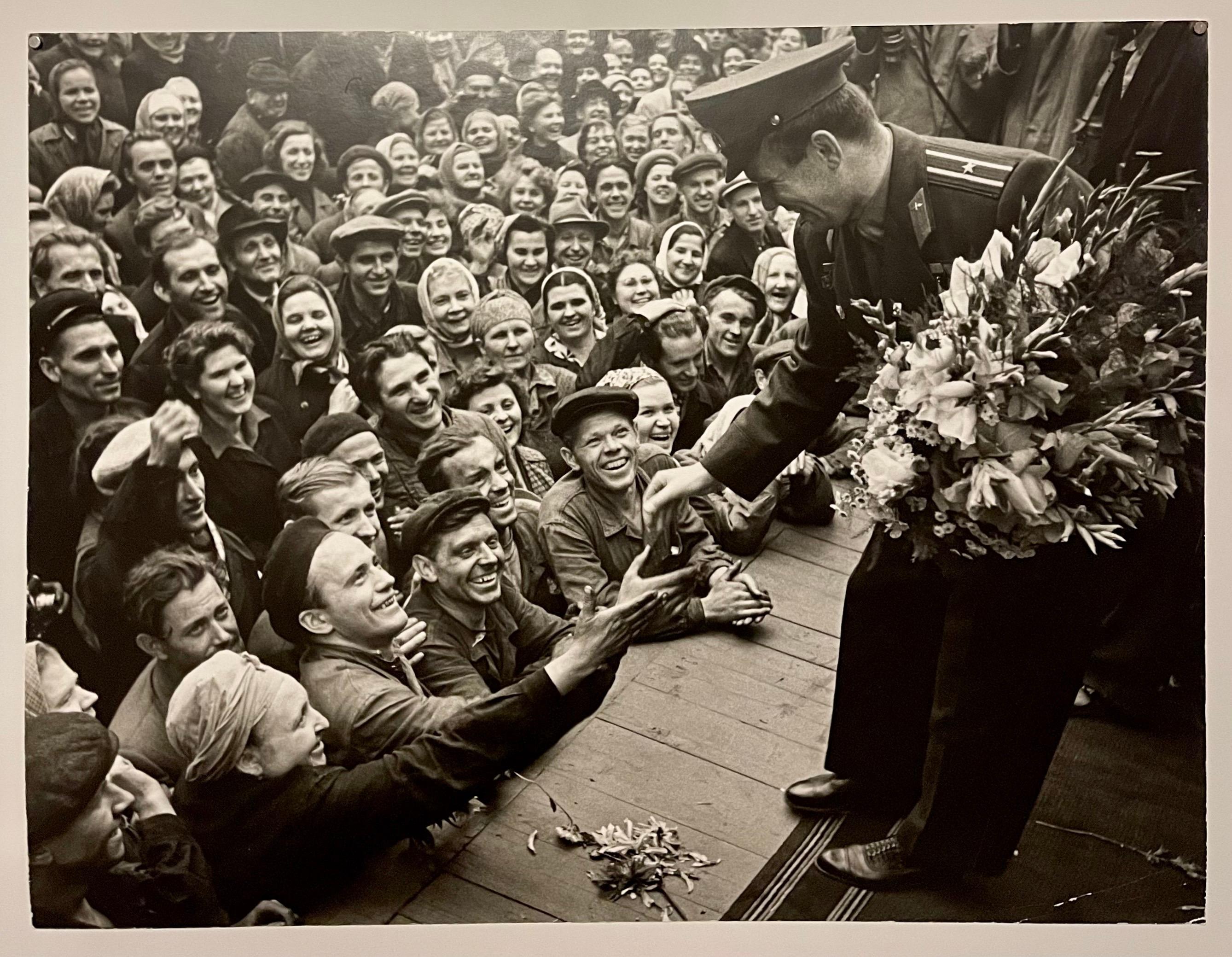 Large Silver Gelatin Photograph Russian USSR Soviet Parade Yuri Gagarin Photo For Sale 1