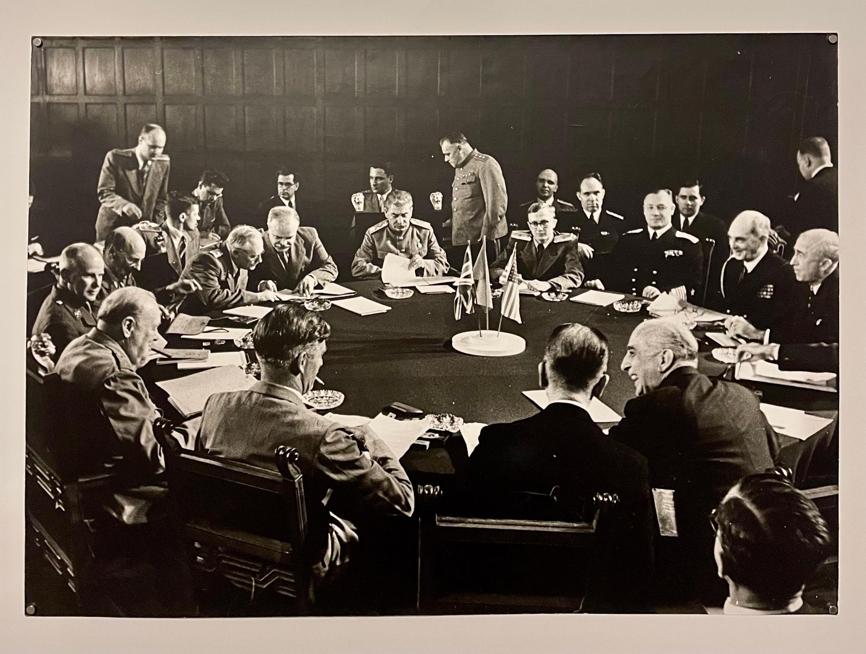 Large Silver Gelatin Russian Photograph Potsdam Conference Winston Churchill - Black Black and White Photograph by Samariy Gurariy