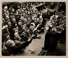 Grande fotografia alla gelatina d'argento Russia URSS Parata sovietica Yuri Gagarin Foto