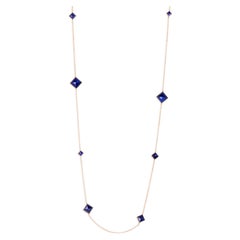Lapis Lazuli, Diamond Long Necklace - 18kt Gold
