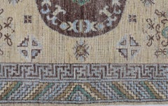 Samarkand-Inspired Traditional Greek-Key Meander Border Beige Carpet "Aegean"