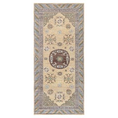 Samarkand-Inspired Traditional Greek-Key Meander Border Beige Carpet "Aegean"