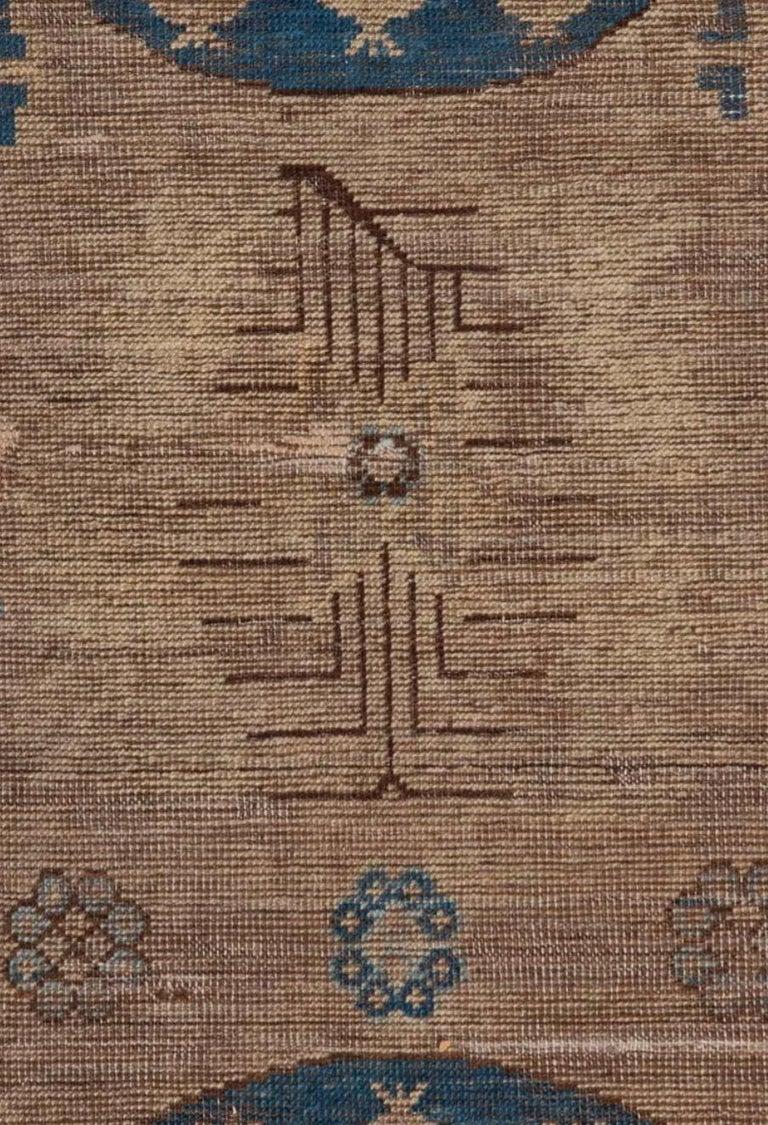 Afghan Samarkand Khotan Double-Medallion Wool Carpet (9' 3