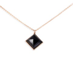 Schwarze JADE-Halskette aus Roségold mit Diamanten