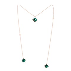 Malachite, Diamond Long Necklace - 18kt Gold