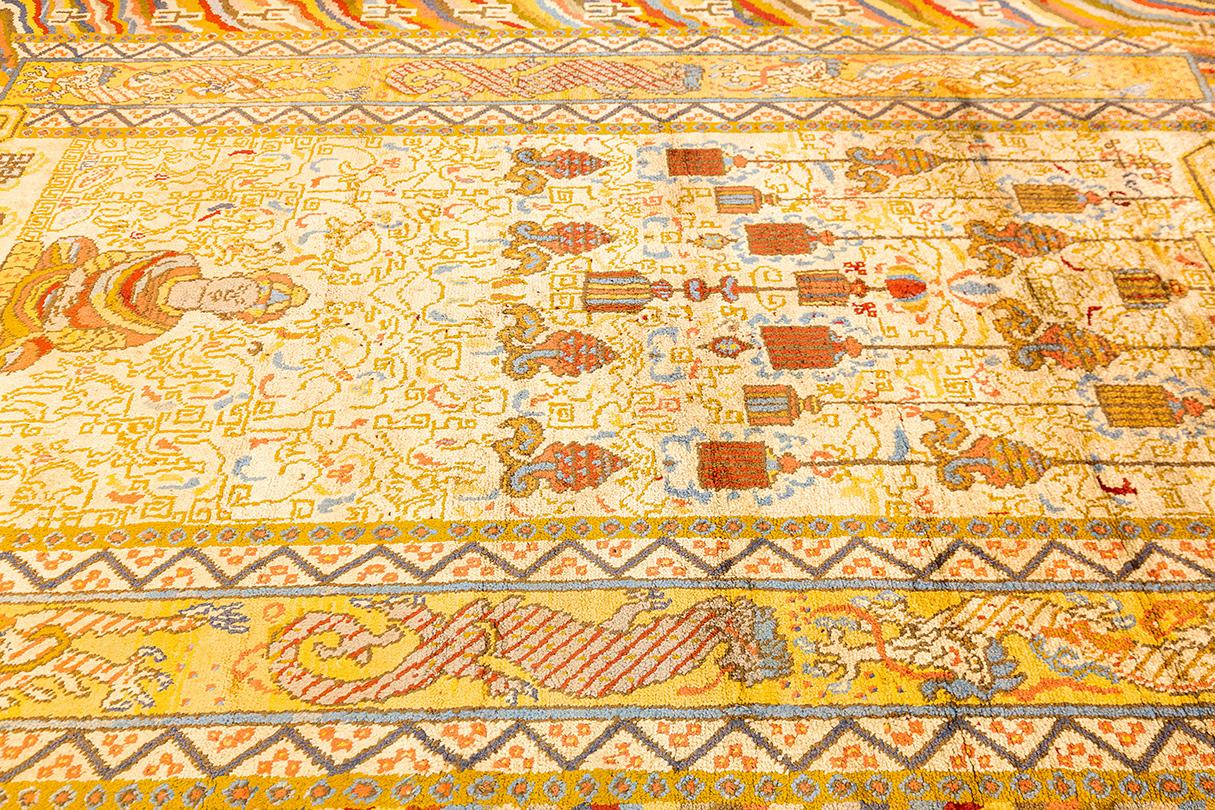 Hand-Knotted Samarkand Rug Silk East Turkestan For Sale