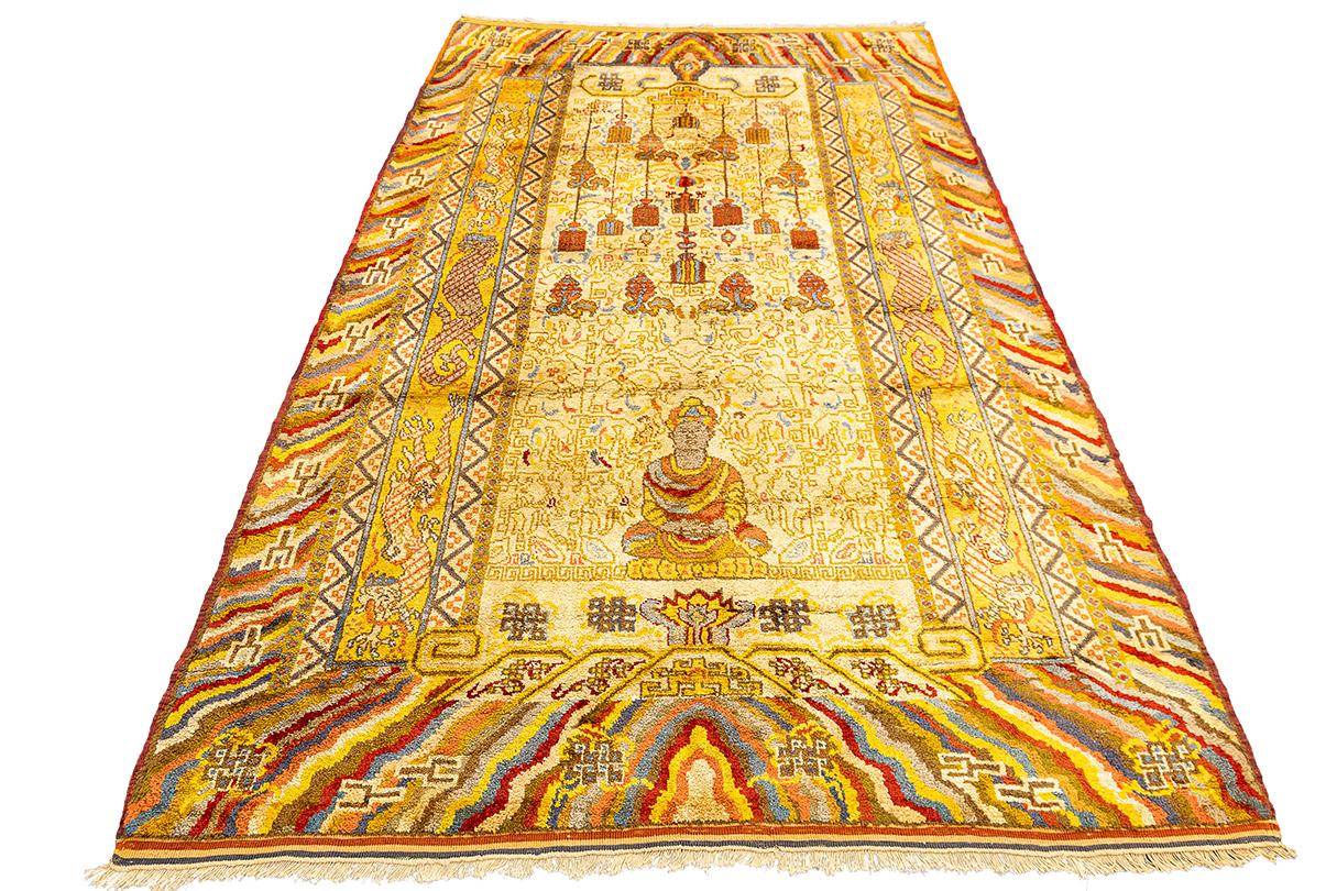 Samarkand Rug Silk East Turkestan In Good Condition For Sale In Ferrara, IT