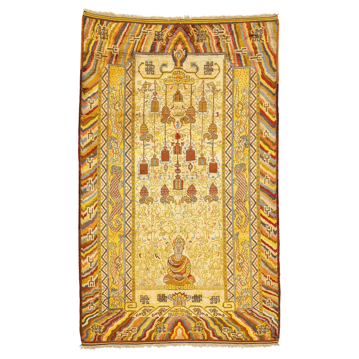 Samarkand Rug Silk East Turkestan For Sale
