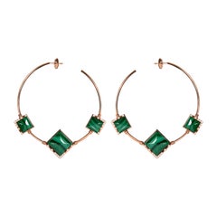 MALACHITES Diamonds Rose Gold Hoops