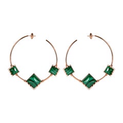 MALACHITES Diamonds Rose Gold Hoops