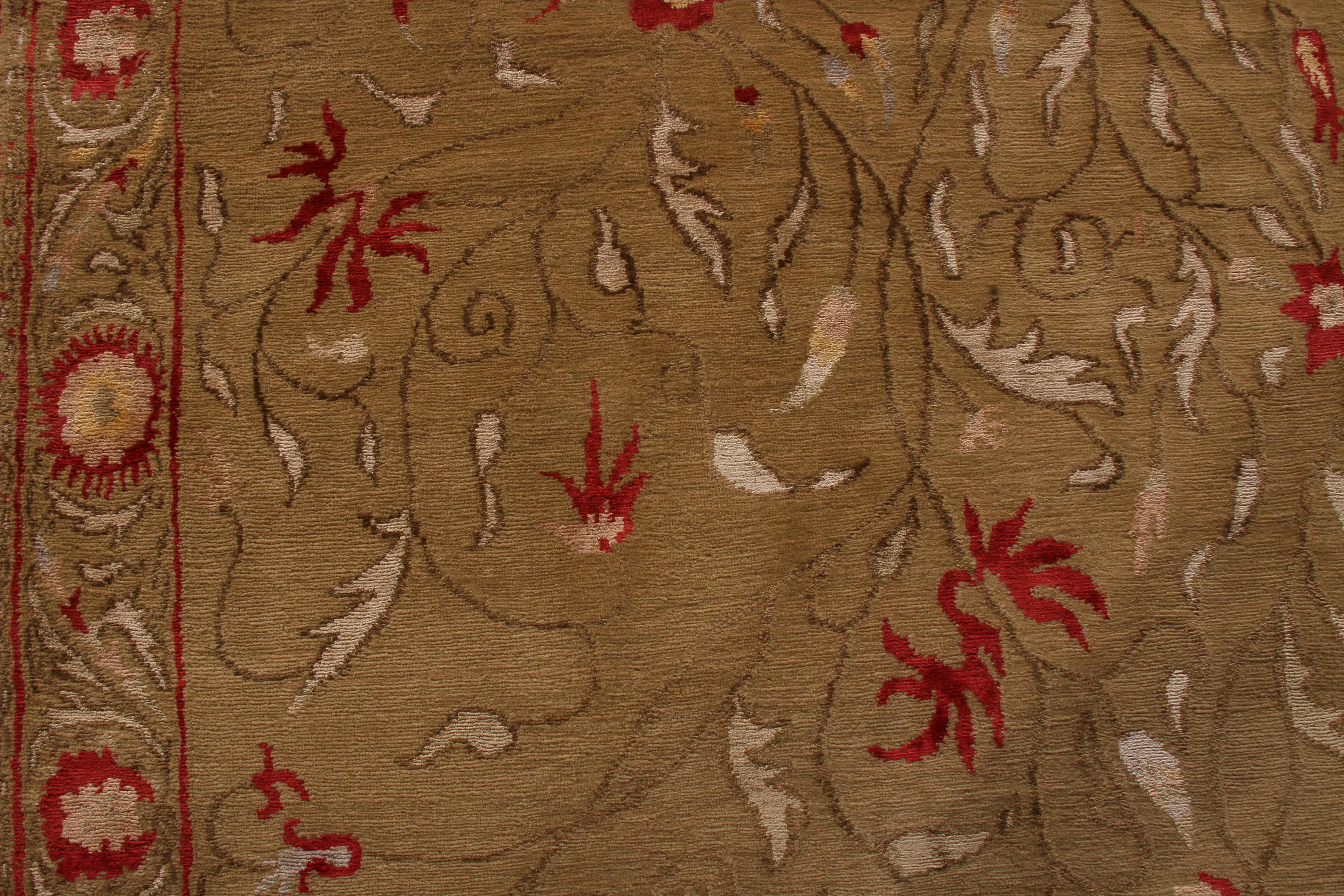 Teppich & Kelim-Teppich im Samarkand-Stil aus rot-grüner europäischer Wolle und Seide mit Blumenmuster (Nepalesisch) im Angebot