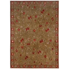Rug & Kilim's Samarkand Style Rug Red Green European Wool Silk Floral