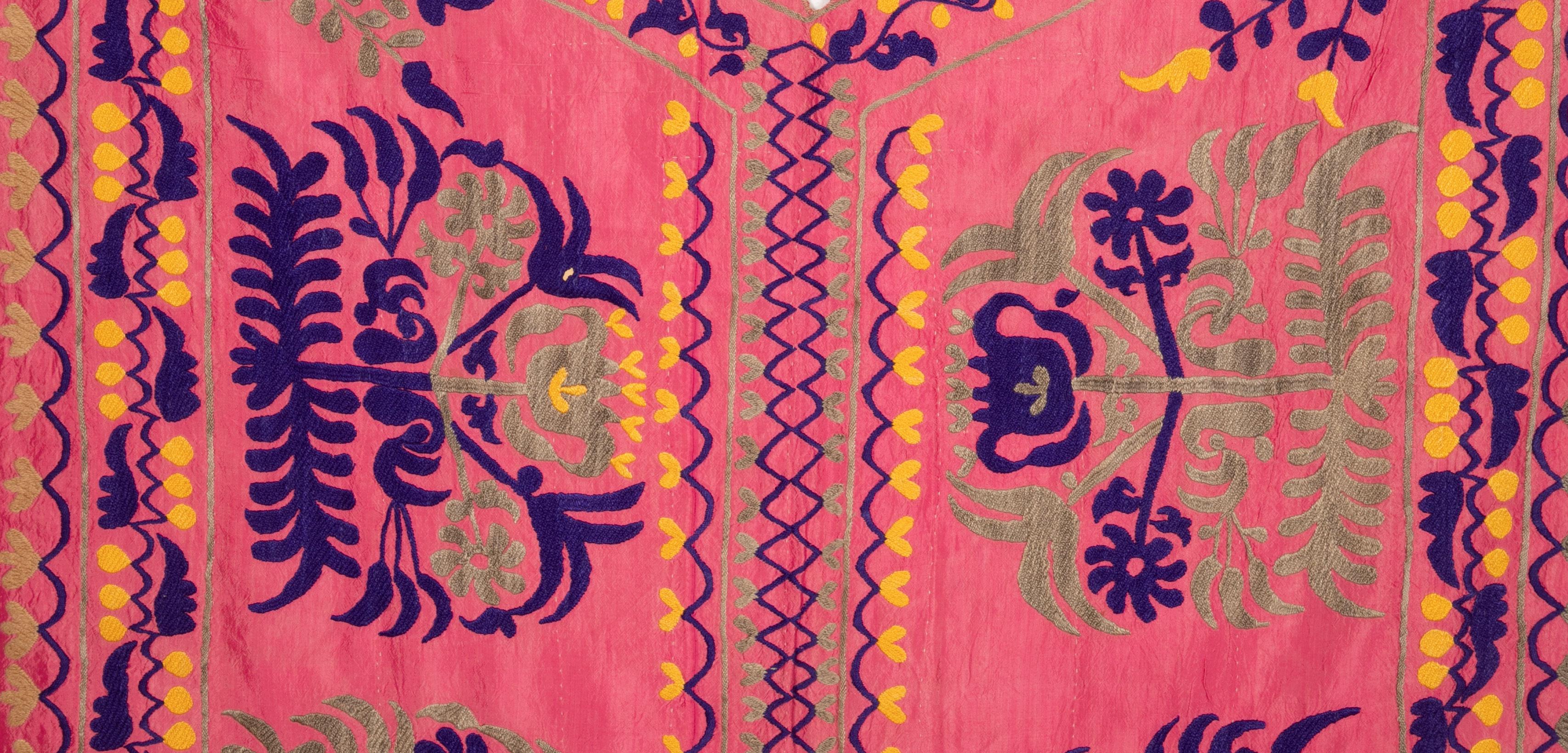 Embroidered Samarkand Suzani Cradle Cover, Uzbekistan, Central Asia, 1950s For Sale