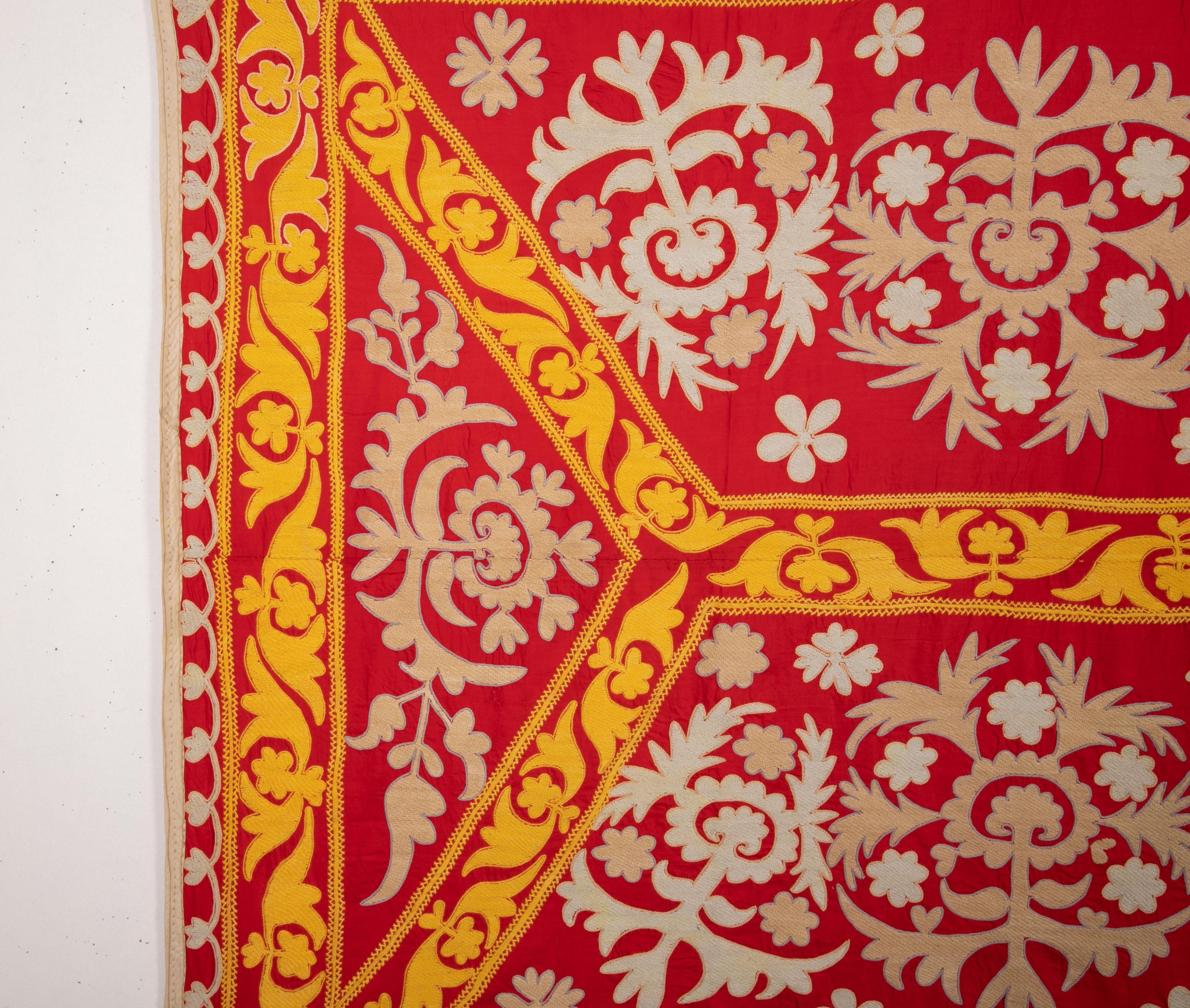 Embroidered Samarkand Suzani Cradle Cover Uzbekistan, Central Asia, 1960s For Sale