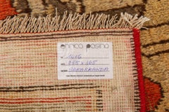 Antique Samarkand Hand-Knotted Wool Rug, Coral Red, Circa 1920